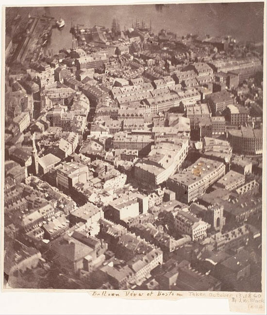 Foto aérea de Boston em 1860 (James Wallace Black e Samuel Archer King)