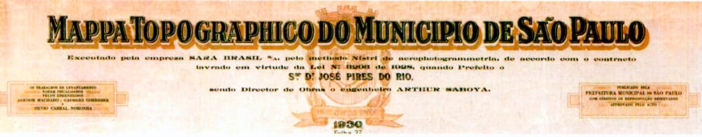 Título das impressões do aerolevantamento do Município de São Paulo em 1928